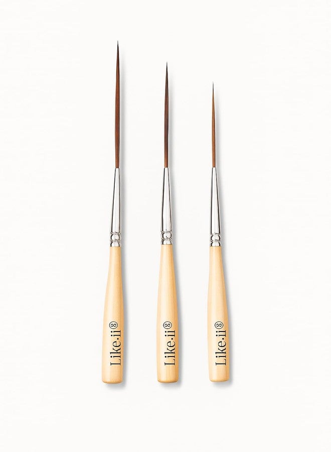 Like-It Like it Long Liner Fine Detail Paint Brush Set 3 Pcs Ultra Long Round Hair Hook Short Handle for Filling Corners, Marking, Outlining, Creating Edge Borders - Watercolor Acrylic Oil Szie 0,1,2 (Brown) - Image 4